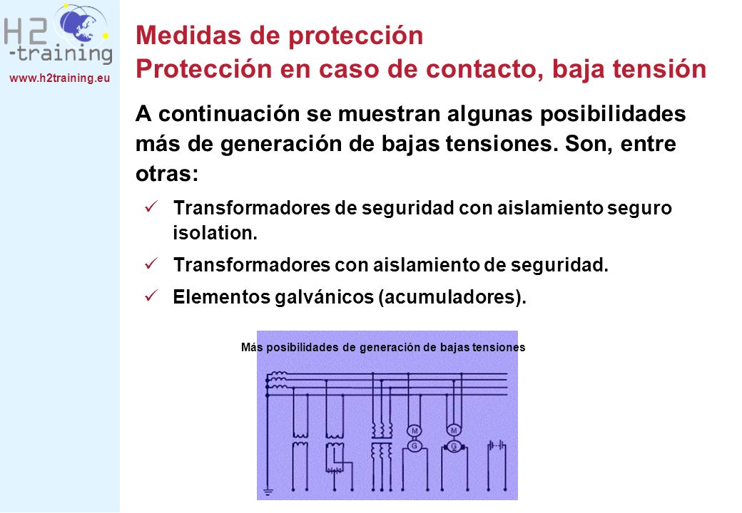 Medidas de protección Protección en caso de contacto, baja tensión