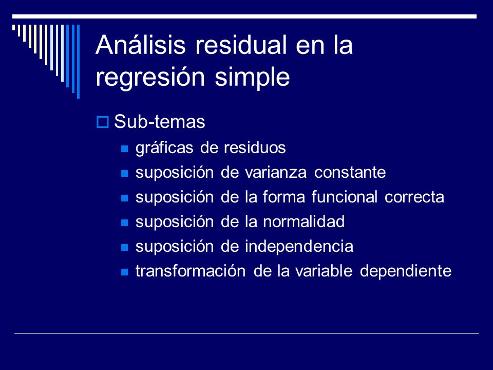 Análisis residual en la regresión simple