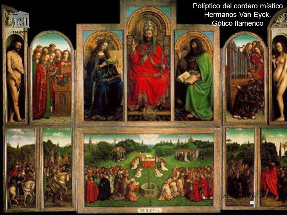 Políptico del cordero místico Hermanos Van Eyck. Gótico flamenco