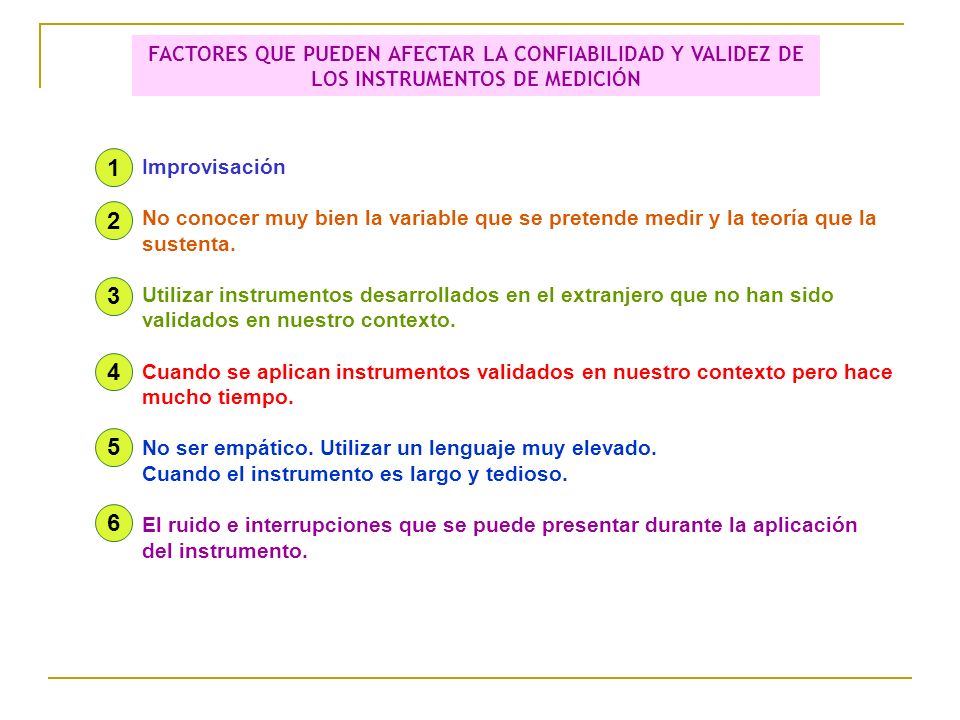 FACTORES QUE PUEDEN AFECTAR LA CONFIABILIDAD Y VALIDEZ DE LOS INSTRUMENTOS DE MEDICIÓN