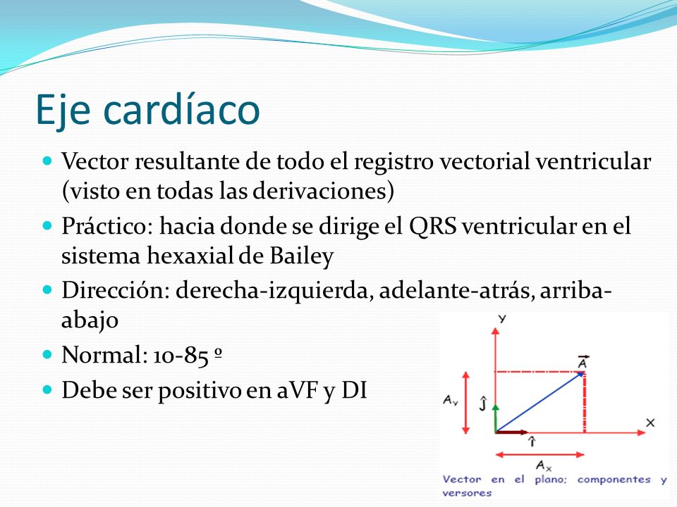 Eje cardíaco Vector resultante de todo el registro vectorial ventricular (visto en todas las derivaciones)