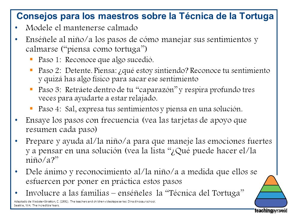 Consejos para los maestros sobre la Técnica de la Tortuga