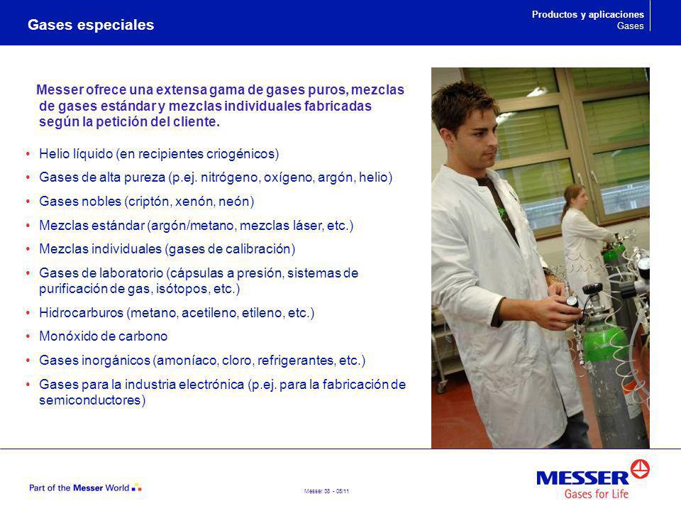 Gases especiales Productos y aplicaciones. Gases.