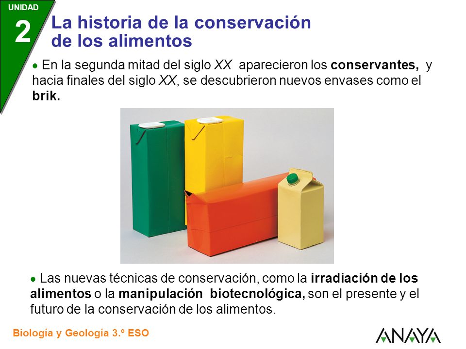  En la segunda mitad del siglo XX aparecieron los conservantes, y hacia finales del siglo XX, se descubrieron nuevos envases como el brik.