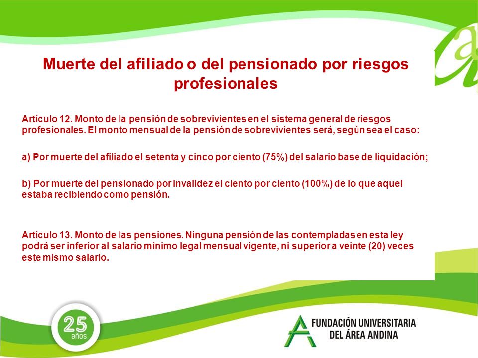 Muerte del afiliado o del pensionado por riesgos profesionales