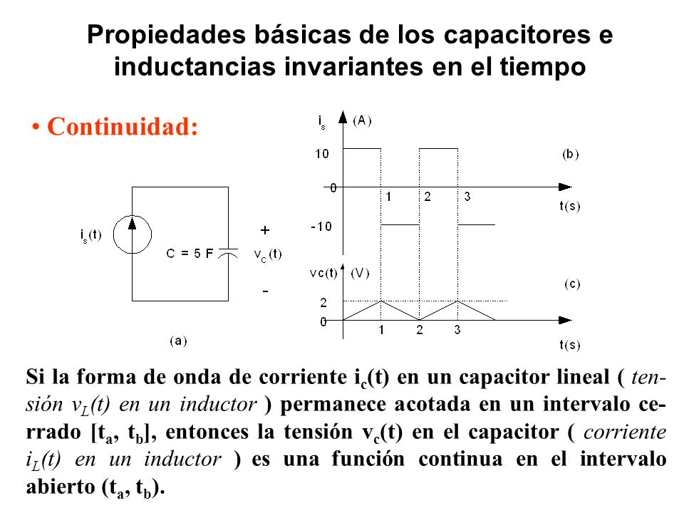Propiedades básicas de los capacitores e inductancias invariantes en el tiempo