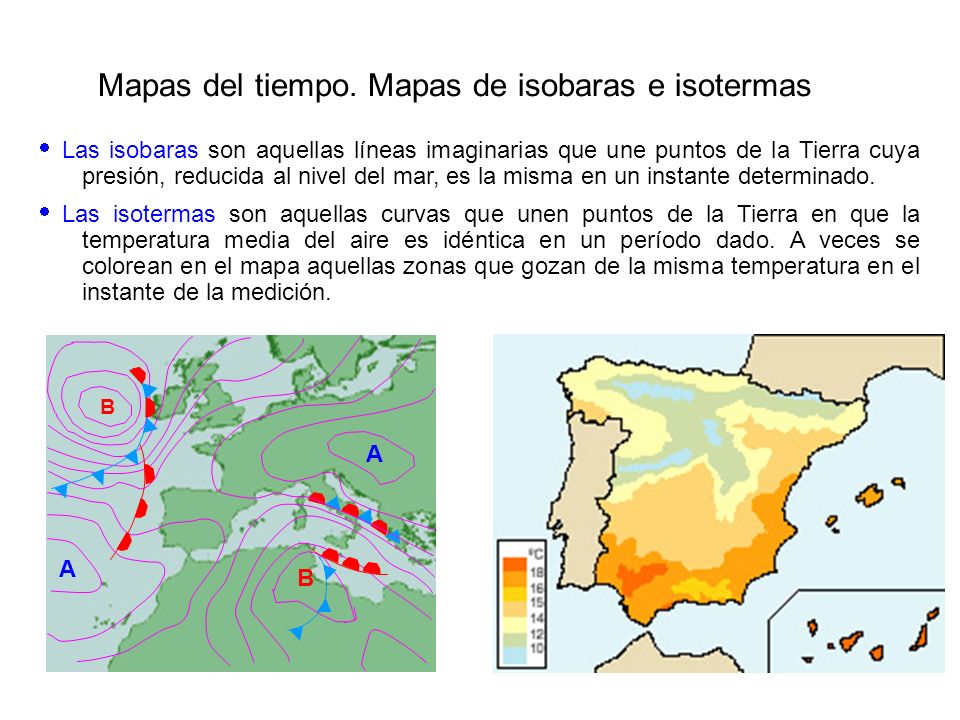 Mapas del tiempo. Mapas de isobaras e isotermas