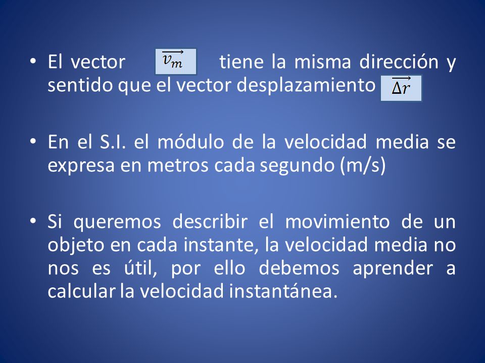 El vector tiene la misma dirección y sentido que el vector desplazamiento