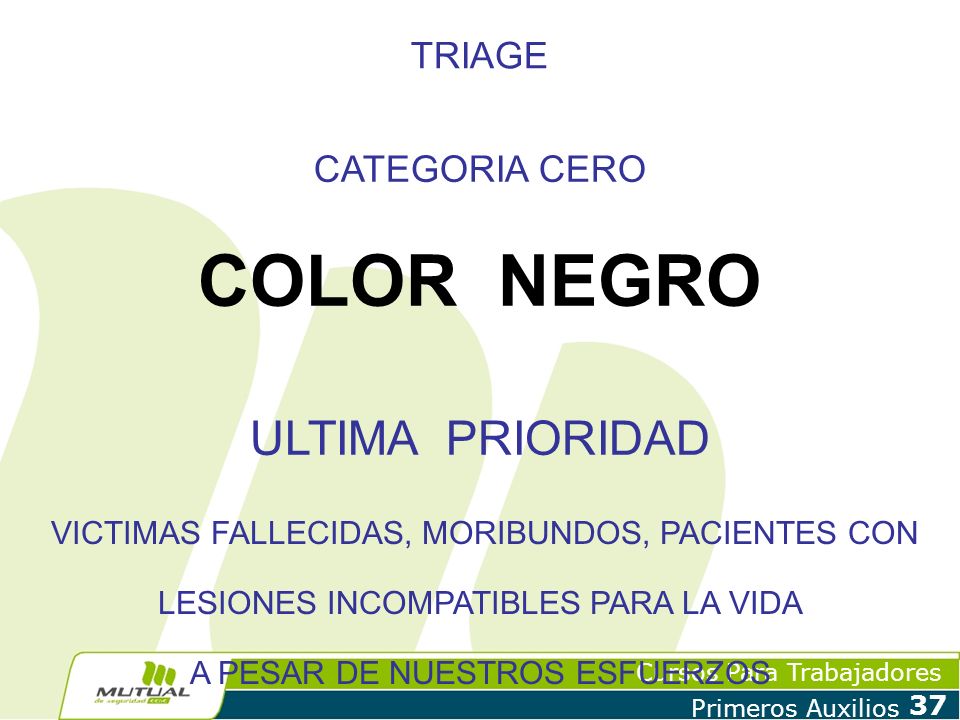 COLOR NEGRO ULTIMA PRIORIDAD TRIAGE CATEGORIA CERO