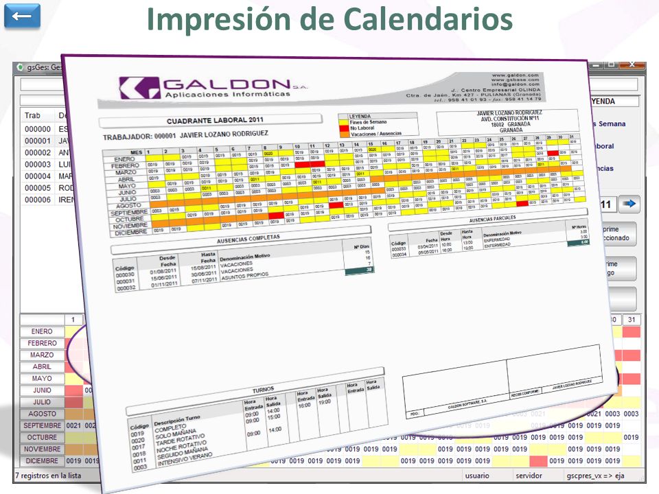 Impresión de Calendarios