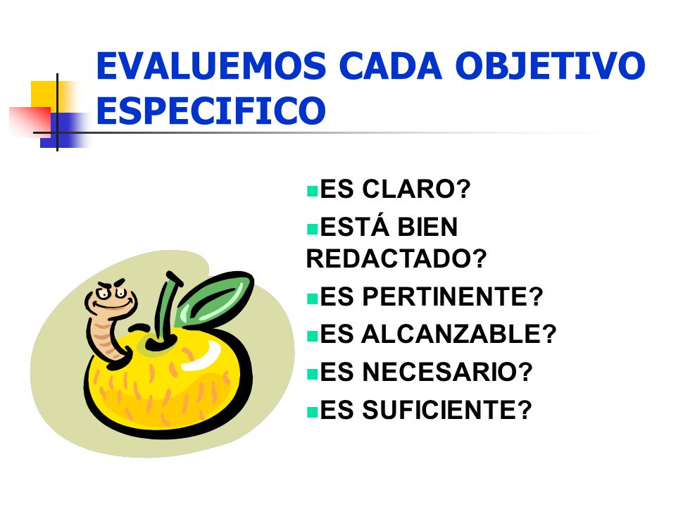EVALUEMOS CADA OBJETIVO ESPECIFICO