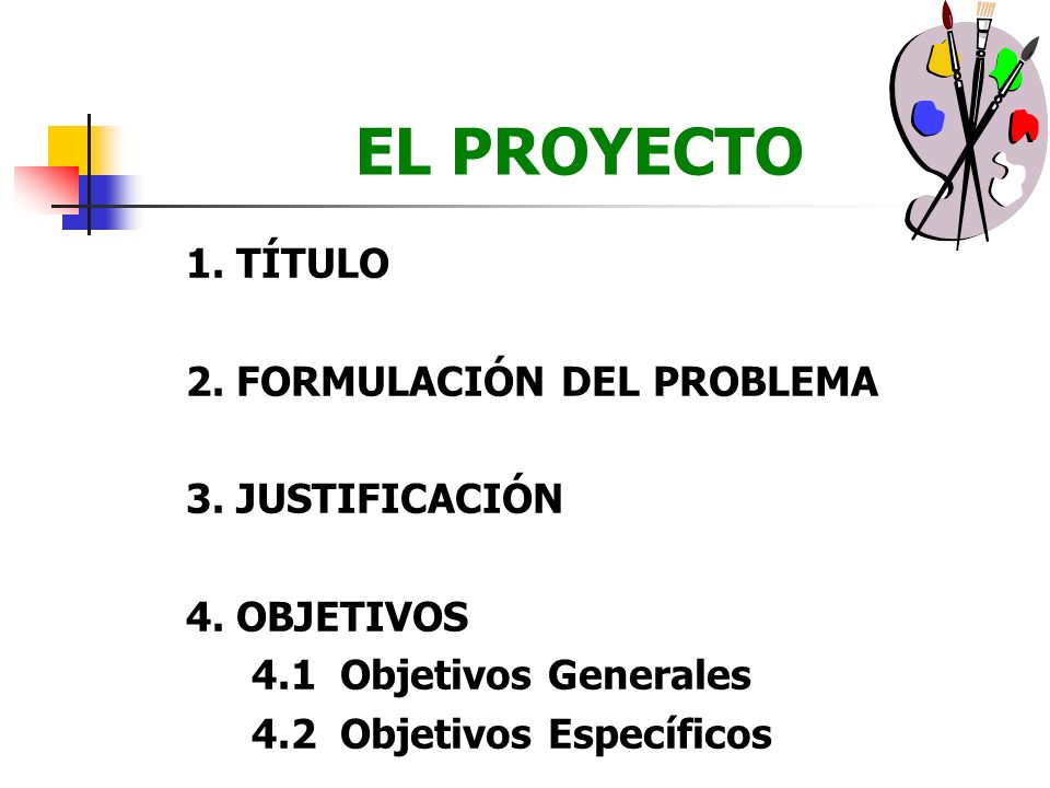 EL PROYECTO 1. TÍTULO 2. FORMULACIÓN DEL PROBLEMA 3. JUSTIFICACIÓN