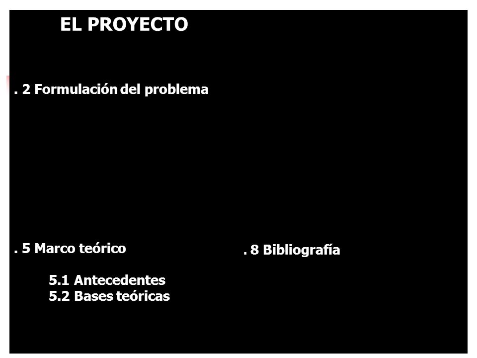 EL PROYECTO . 2 Formulación del problema . 5 Marco teórico
