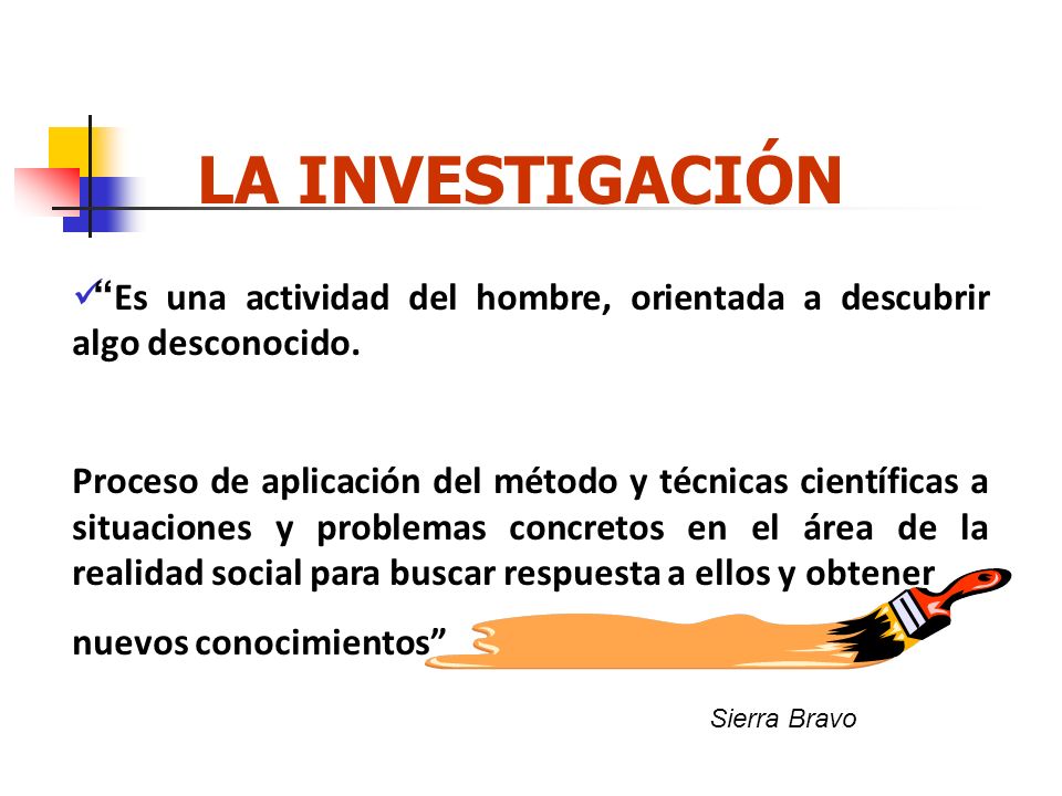 LA INVESTIGACIÓN Es una actividad del hombre, orientada a descubrir algo desconocido.