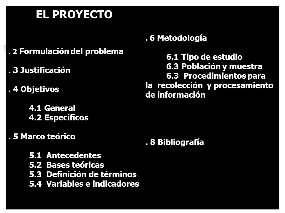 EL PROYECTO 6.1 Tipo de estudio 6.3 Población y muestra