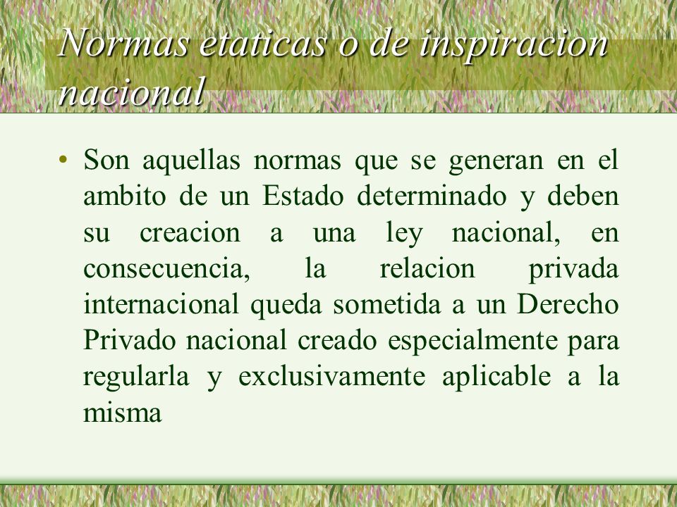 Normas etaticas o de inspiracion nacional