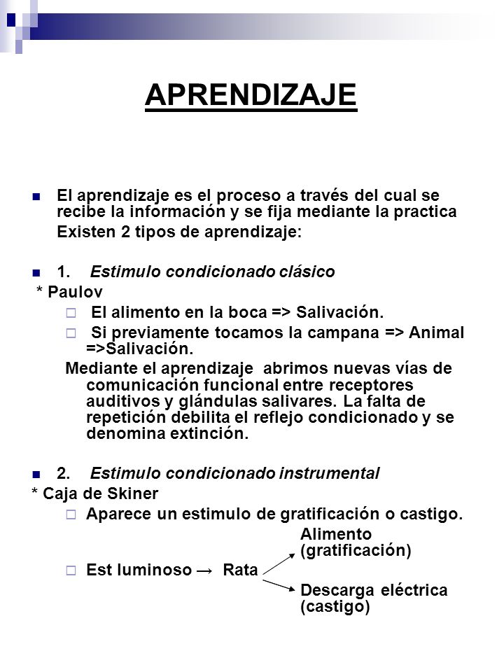 APRENDIZAJE El aprendizaje es el proceso a través del cual se recibe la información y se fija mediante la practica.