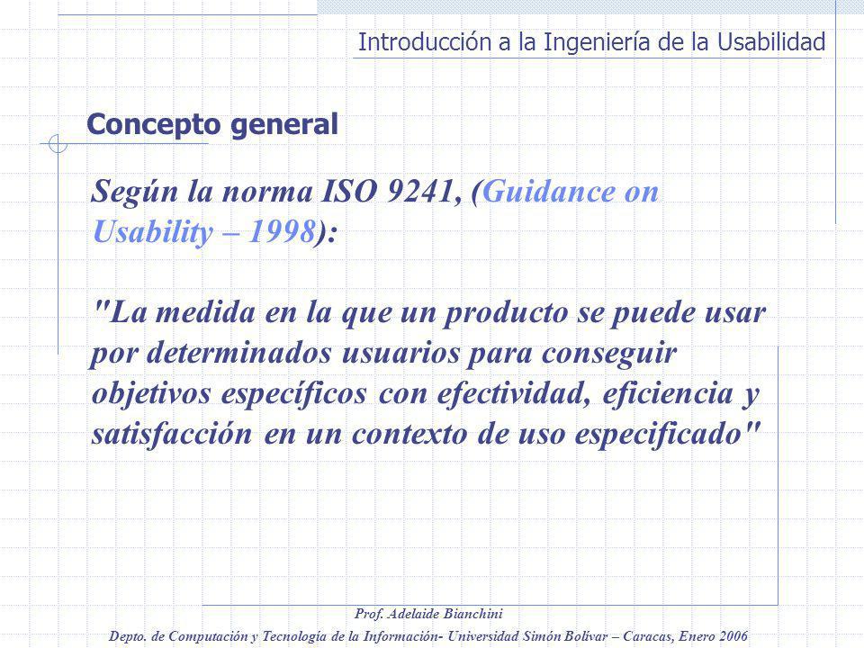 Según la norma ISO 9241, (Guidance on Usability – 1998):