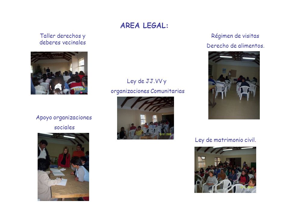 AREA LEGAL: Taller derechos y deberes vecinales Régimen de visitas