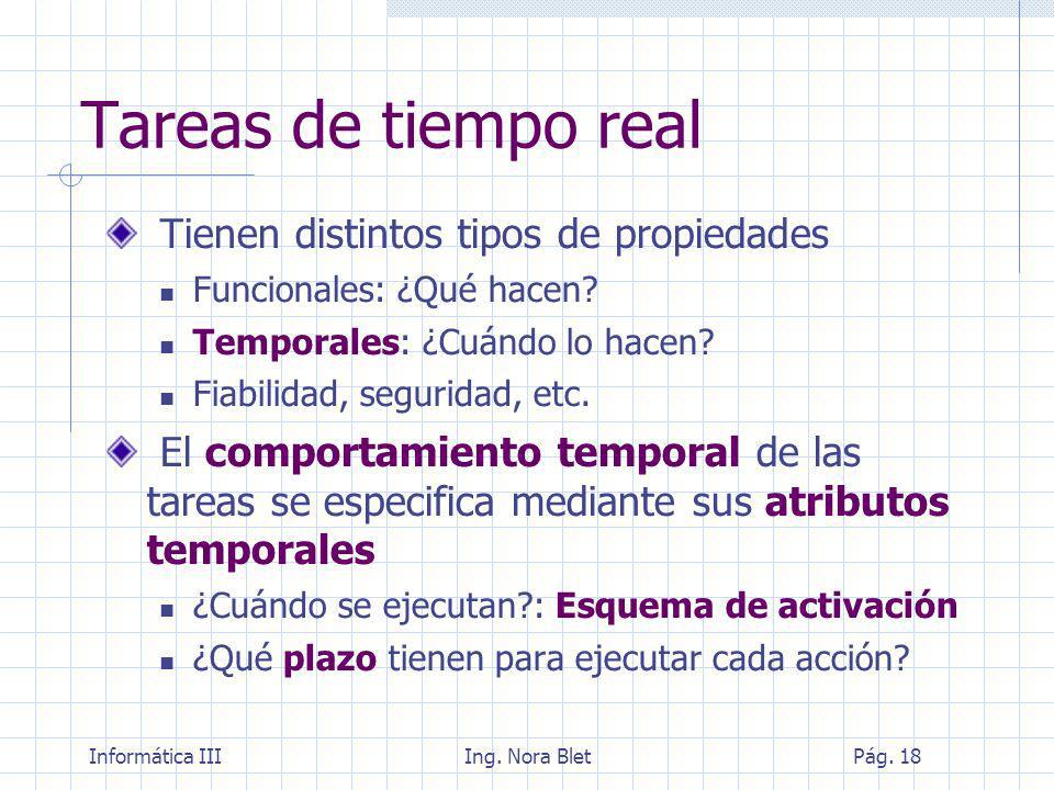 Tareas de tiempo real Tienen distintos tipos de propiedades