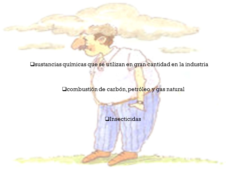 ¿QUÉ CONTAMINA EL AIRE sustancias químicas que se utilizan en gran cantidad en la industria. combustión de carbón, petróleo y gas natural.