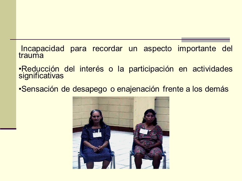 Incapacidad para recordar un aspecto importante del trauma