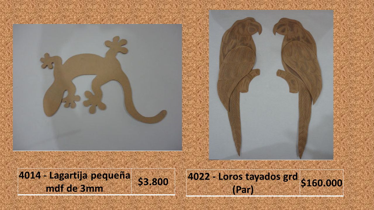 Lagartija pequeña mdf de 3mm Loros tayados grd (Par)
