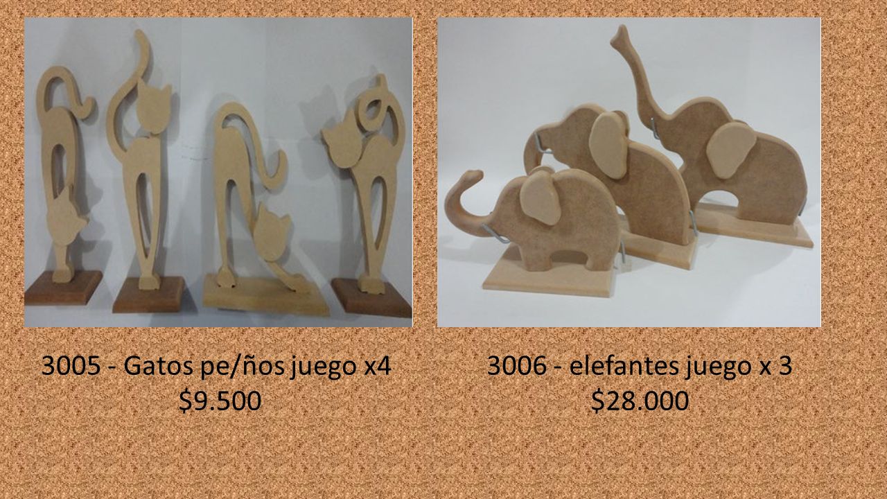 Gatos pe/ños juego x4 $ elefantes juego x 3 $28.000