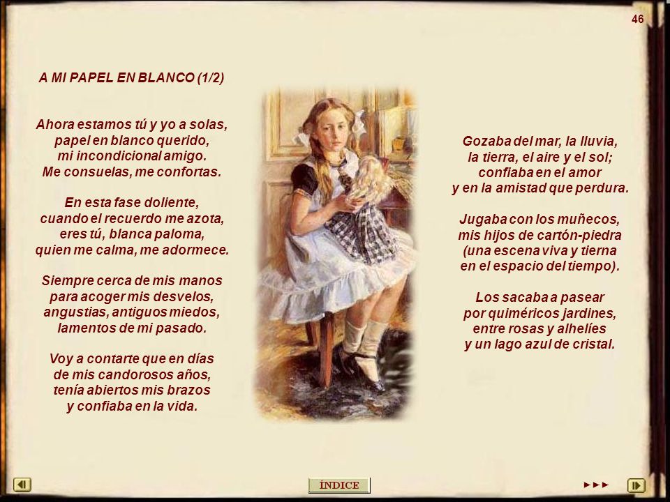 Ahora estamos tú y yo a solas, papel en blanco querido,