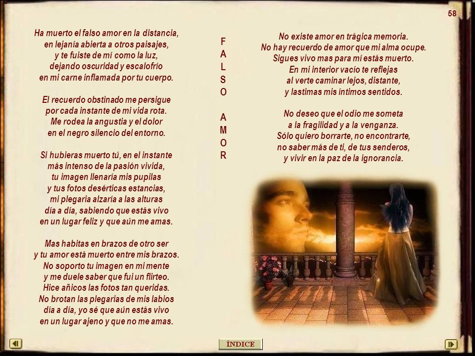 F A L S O M R No existe amor en trágica memoria.