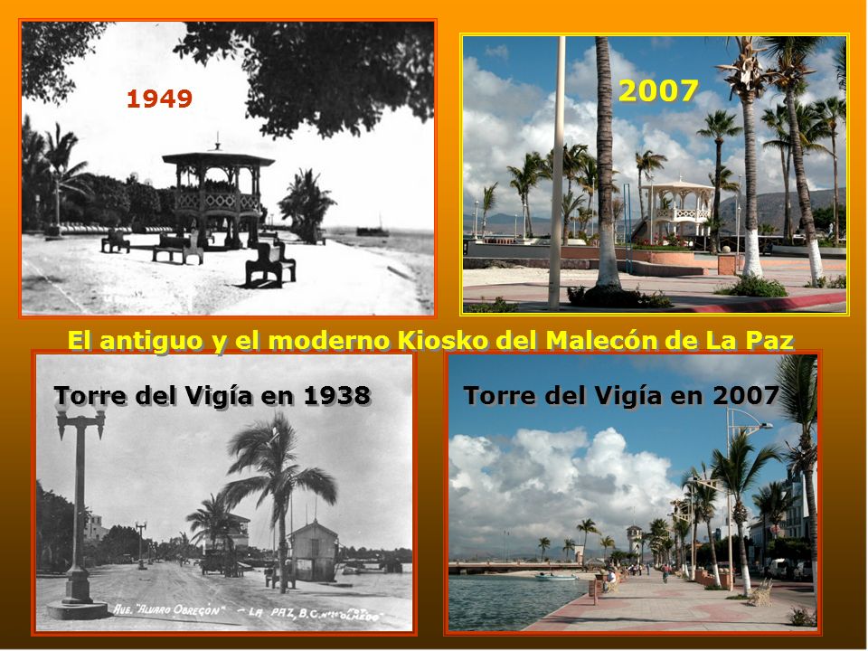 El antiguo y el moderno Kiosko del Malecón de La Paz