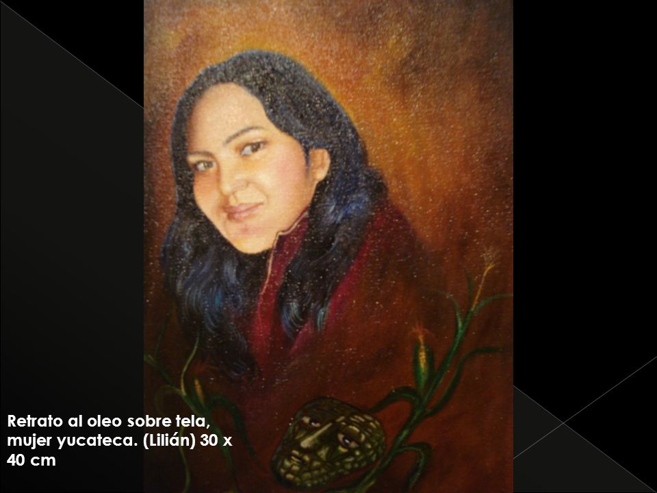 Retrato al oleo sobre tela, mujer yucateca. (Lilián) 30 x 40 cm