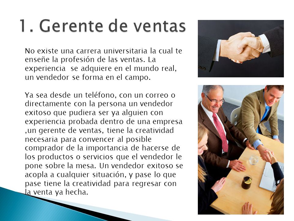 1. Gerente de ventas