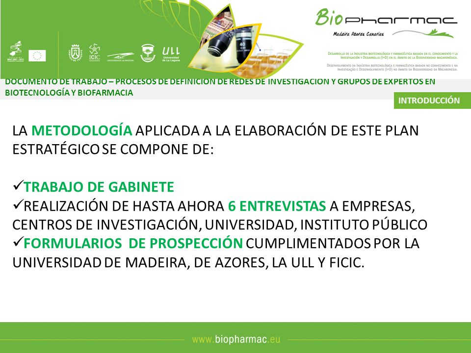 DOCUMENTO DE TRABAJO – PROCESOS DE DEFINICIÓN DE REDES DE INVESTIGACIÓN Y GRUPOS DE EXPERTOS EN BIOTECNOLOGÍA Y BIOFARMACIA
