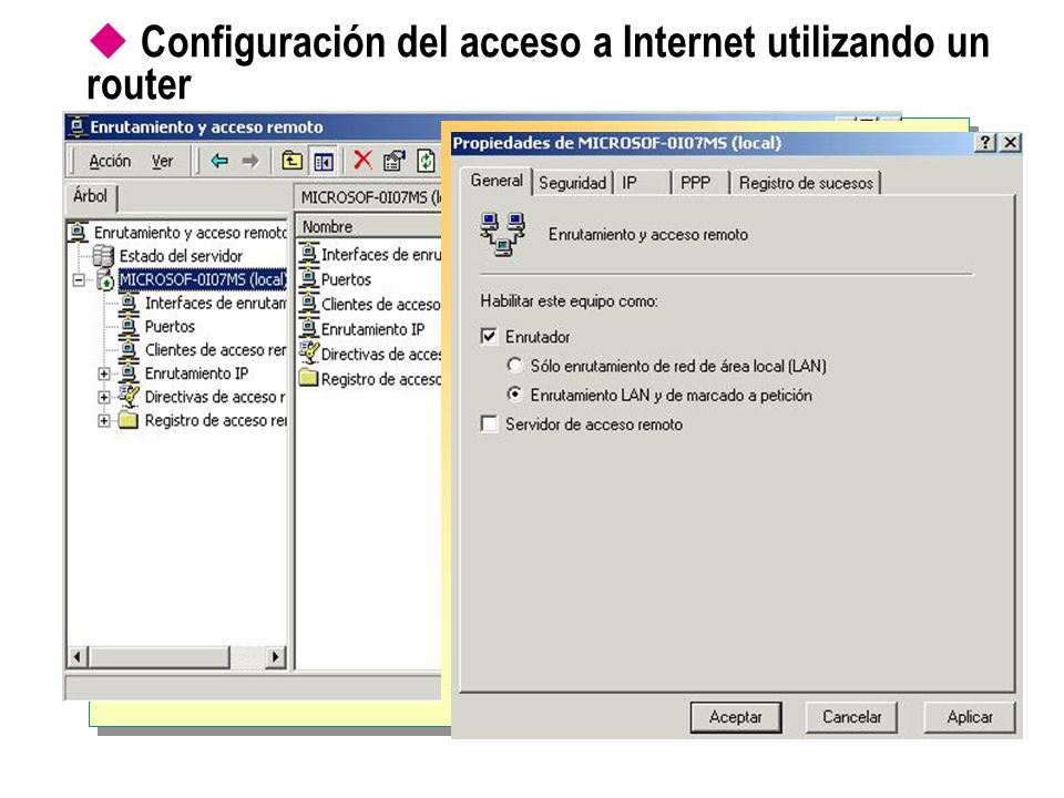 Configuración del acceso a Internet utilizando un router