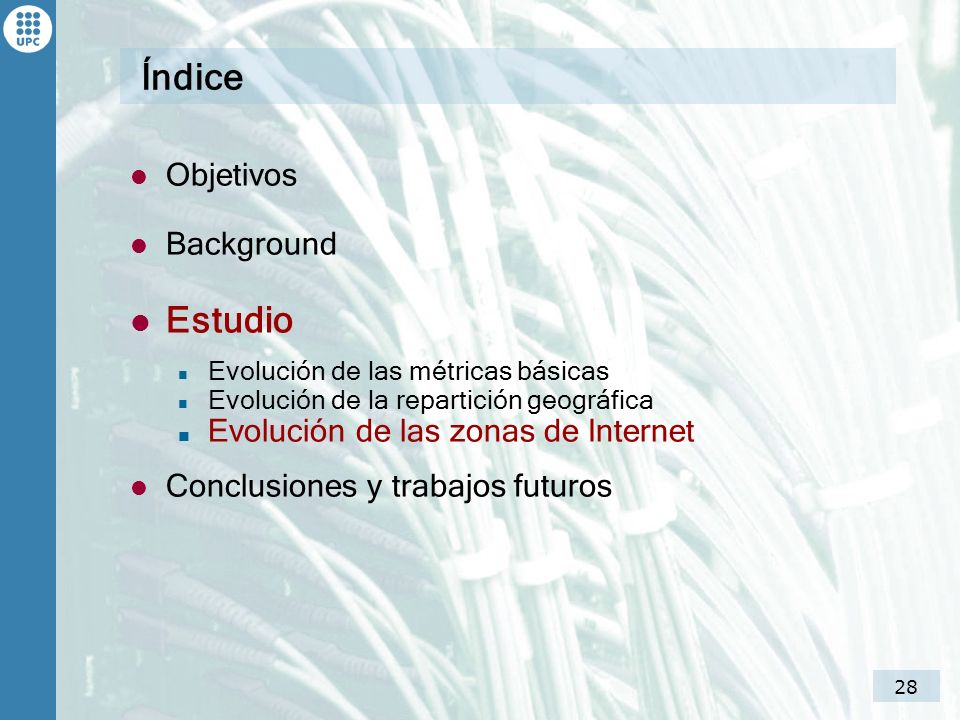 Índice Estudio Objetivos Background Evolución de las zonas de Internet