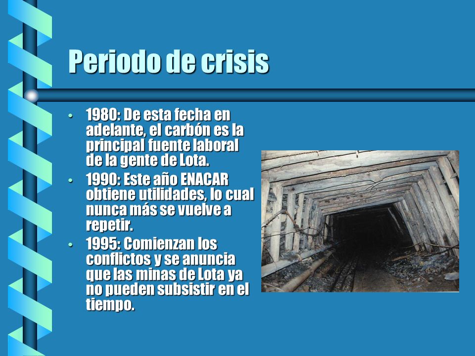 Periodo de crisis 1980: De esta fecha en adelante, el carbón es la principal fuente laboral de la gente de Lota.