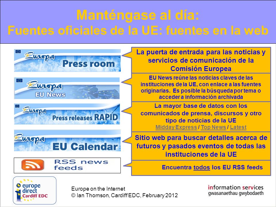 Manténgase al día: Fuentes oficiales de la UE: fuentes en la web
