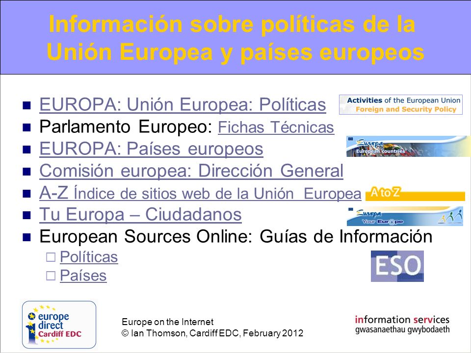 Información sobre políticas de la Unión Europea y países europeos