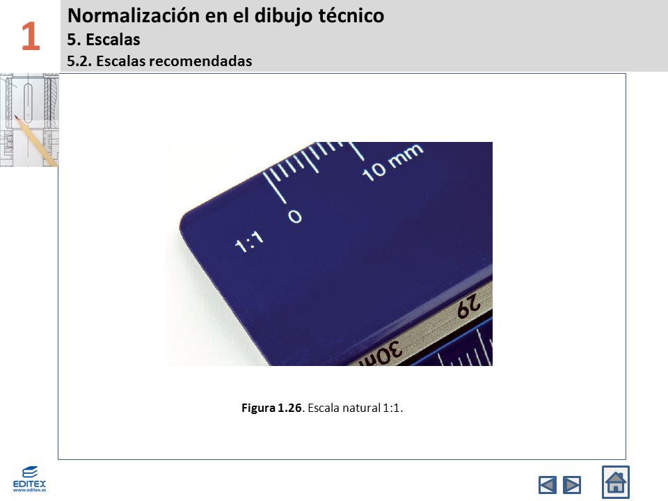 1 Normalización en el dibujo técnico 5. Escalas 5.2. Escalas recomendadas. Banda Superior.