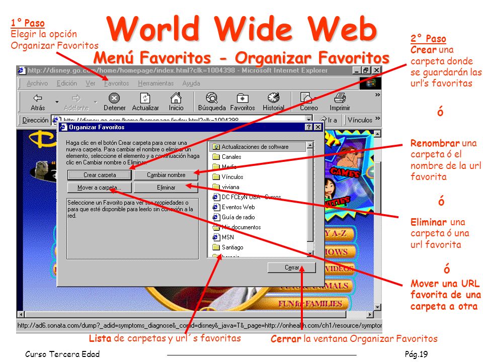 World Wide Web Menú Favoritos - Organizar Favoritos
