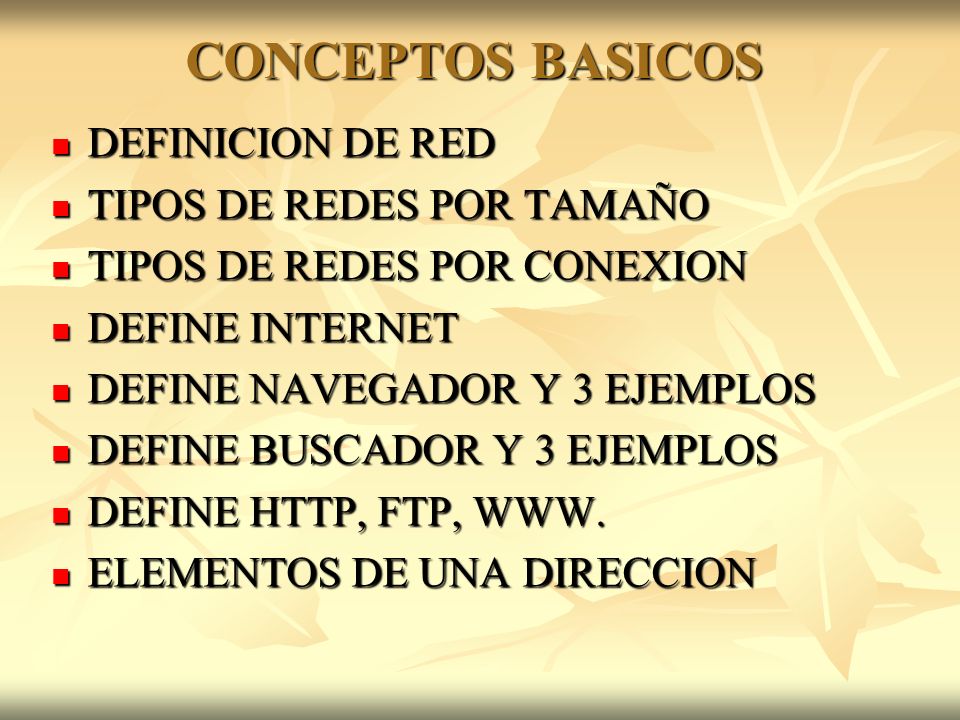 CONCEPTOS BASICOS DEFINICION DE RED TIPOS DE REDES POR TAMAÑO