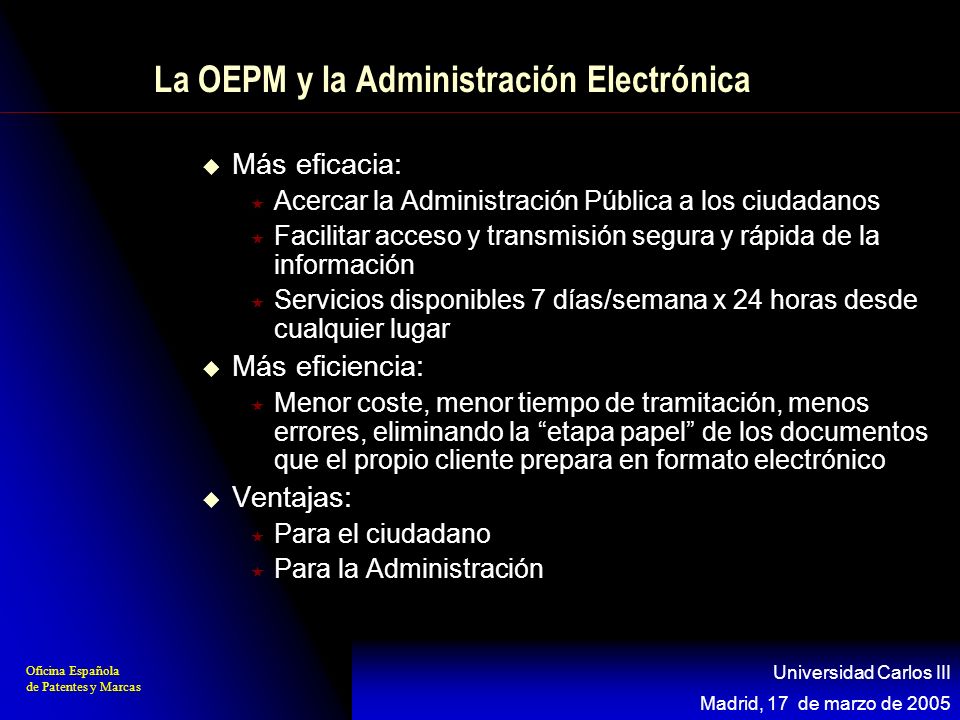 La OEPM y la Administración Electrónica