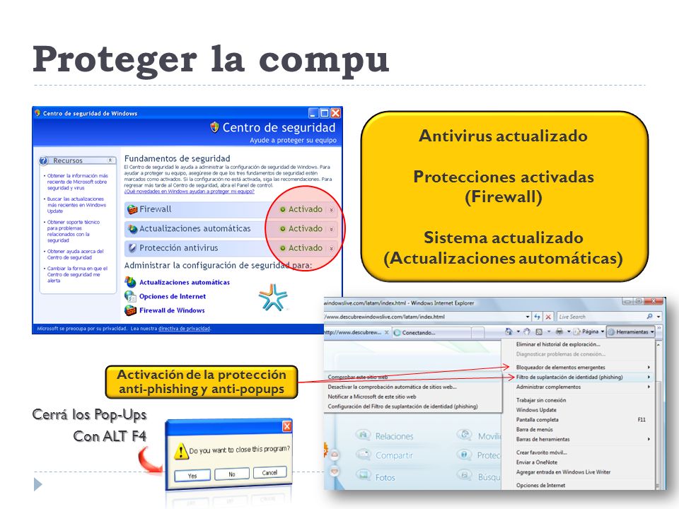 Proteger la compu Antivirus actualizado