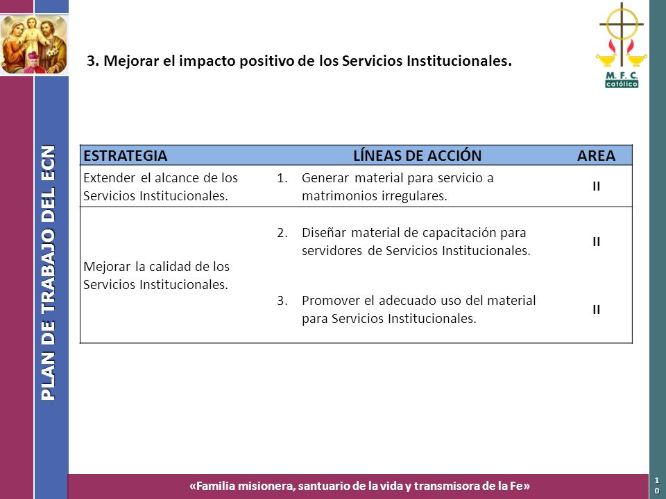 3. Mejorar el impacto positivo de los Servicios Institucionales.