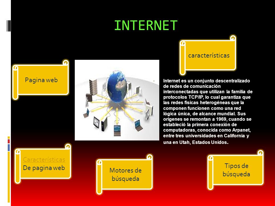 INTERNET características Pagina web Características De pagina web