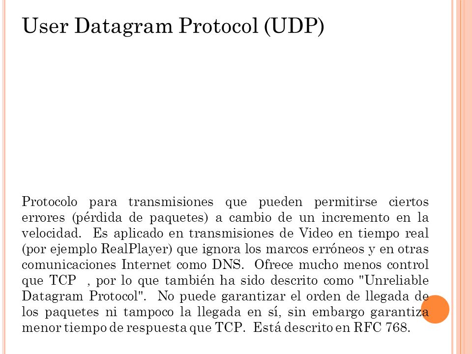User Datagram Protocol (UDP)