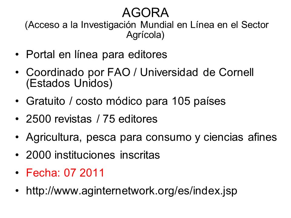 AGORA (Acceso a la Investigación Mundial en Línea en el Sector Agrícola)