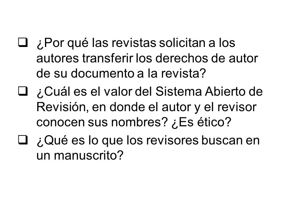 ¿Por qué las revistas solicitan a los autores transferir los derechos de autor de su documento a la revista