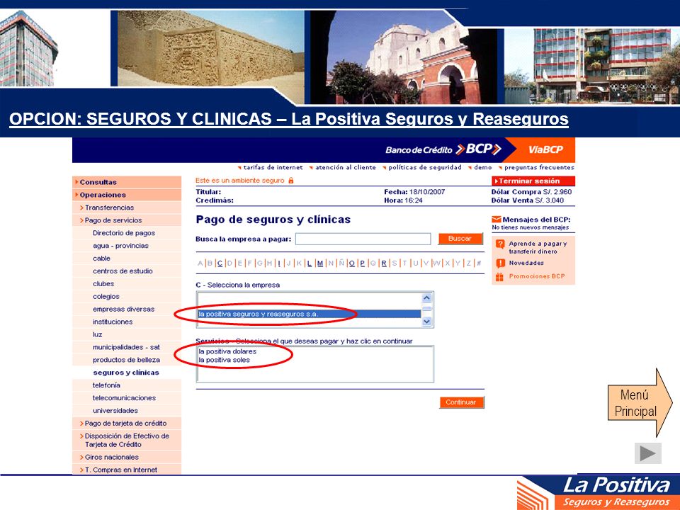 OPCION: SEGUROS Y CLINICAS – La Positiva Seguros y Reaseguros